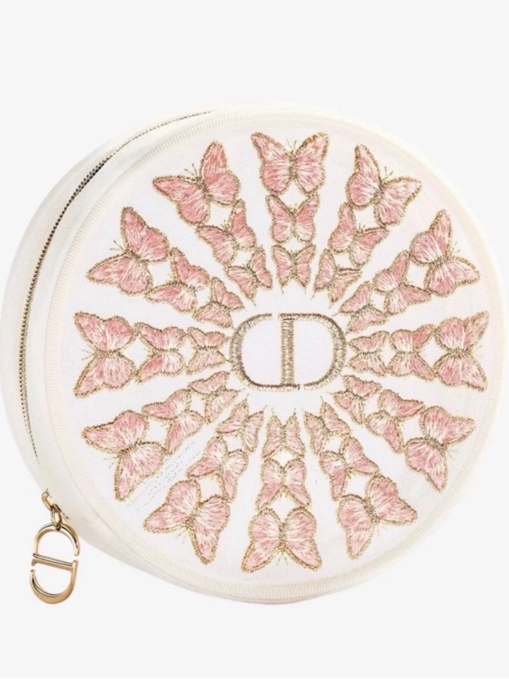 Dior Limited Edition Cosmetic Case with Pink & Gold Butterfly Embroidery 🌸🤩